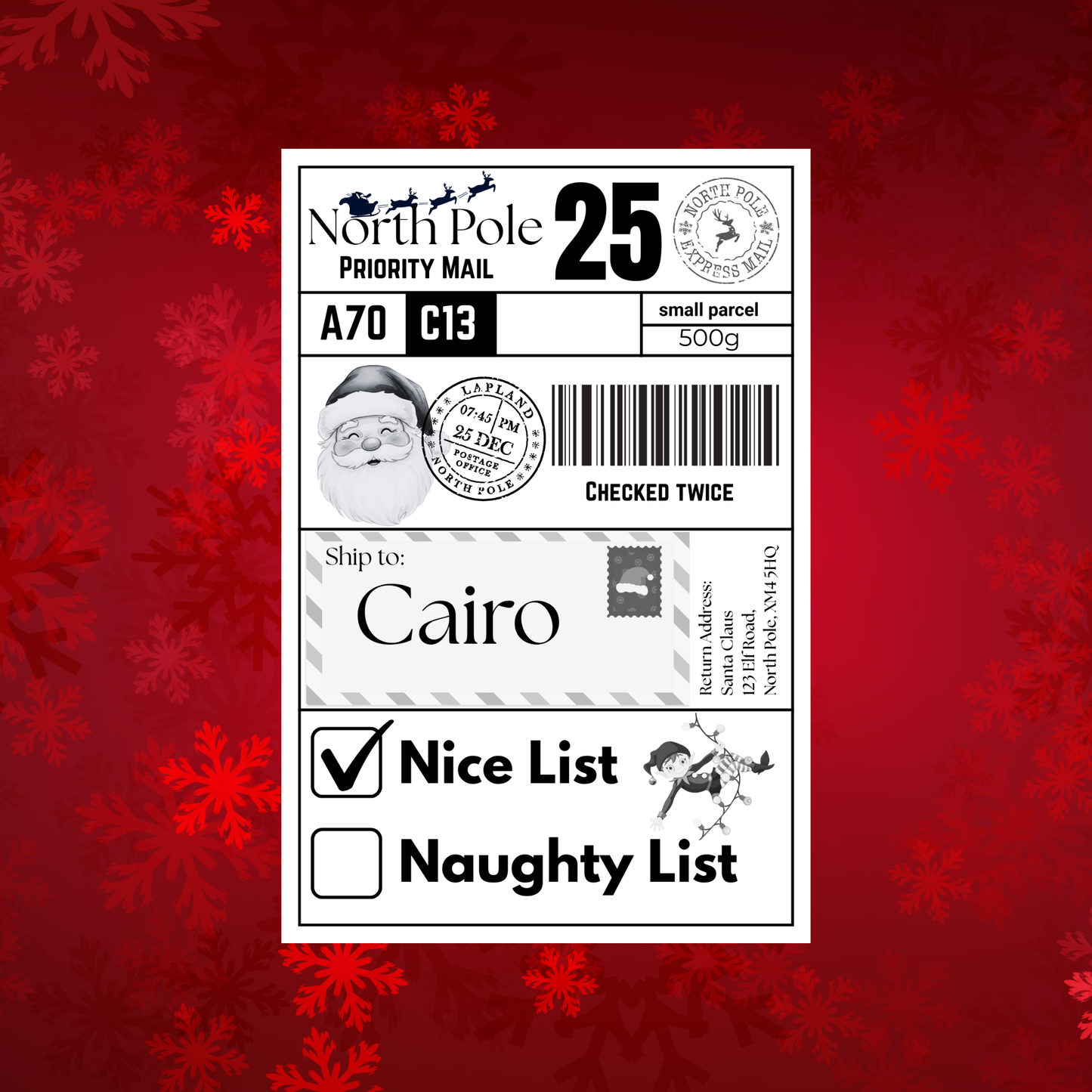 Personalised Christmas Labels - Pack of 10