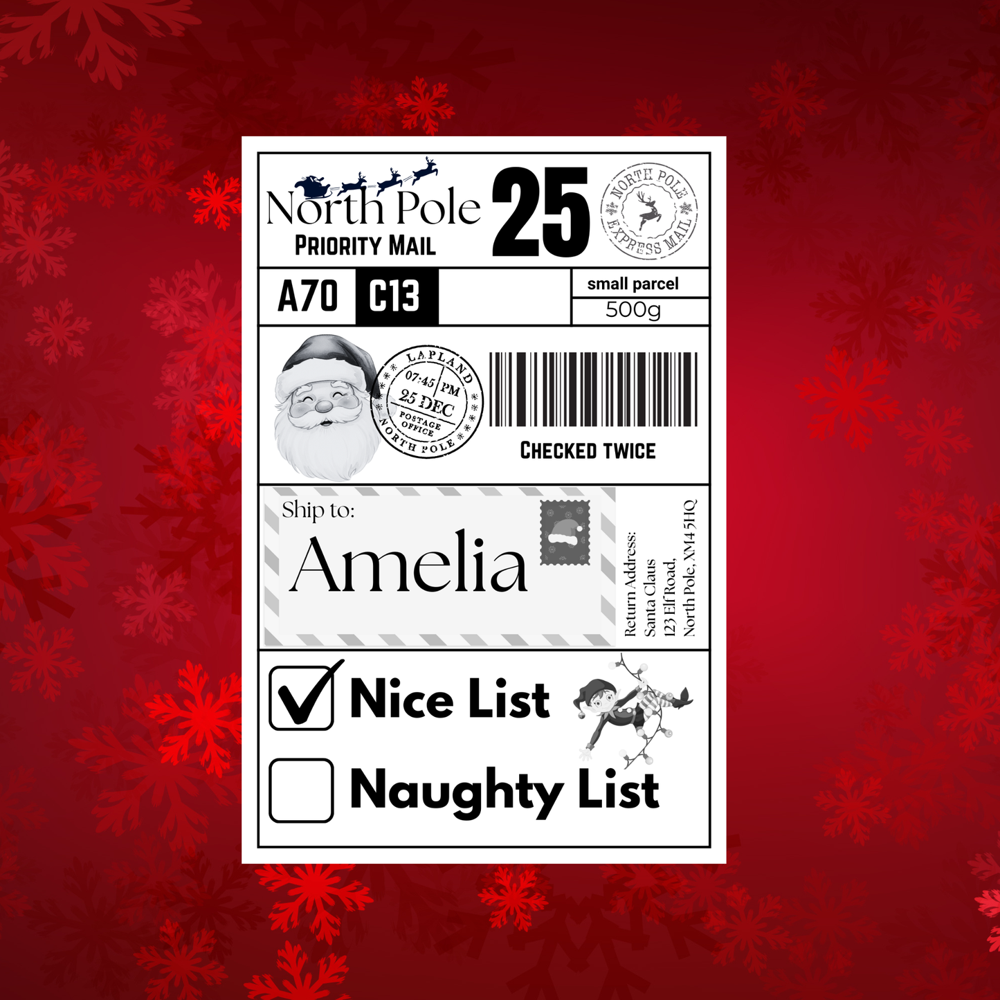 Personalised Christmas Labels - Pack of 10